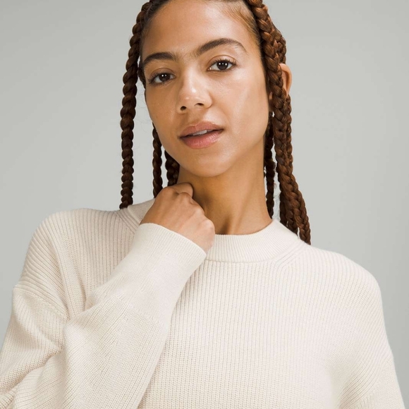 Lululemon Merino Wool-Blend Ribbed Crewneck Sweater White Opal - Picture 5 of 10